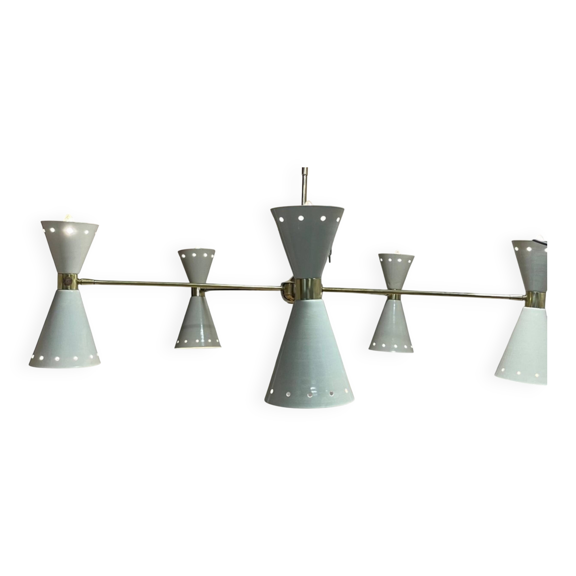 Lampadario a forma di cono in ottone