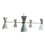 Lampadario a forma di cono in ottone