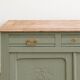 Antique art deco buffet in solid oak – pure lizard green & paint and natural wood – 121 cm
