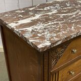 Art Deco period chest of drawers in oak with marble top