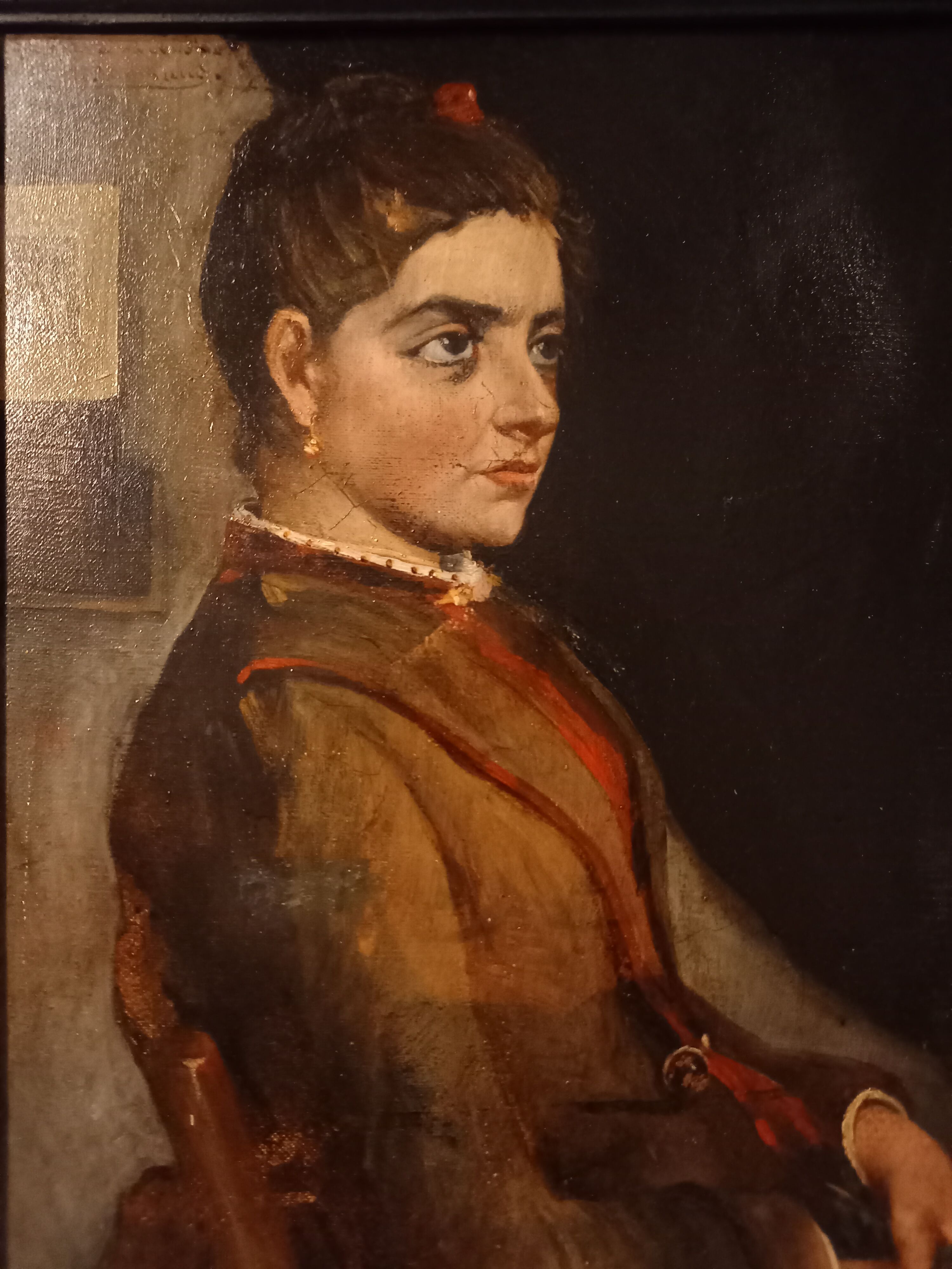 Old portrait, oil on canvas, portrait of a woman, late nineteenth century