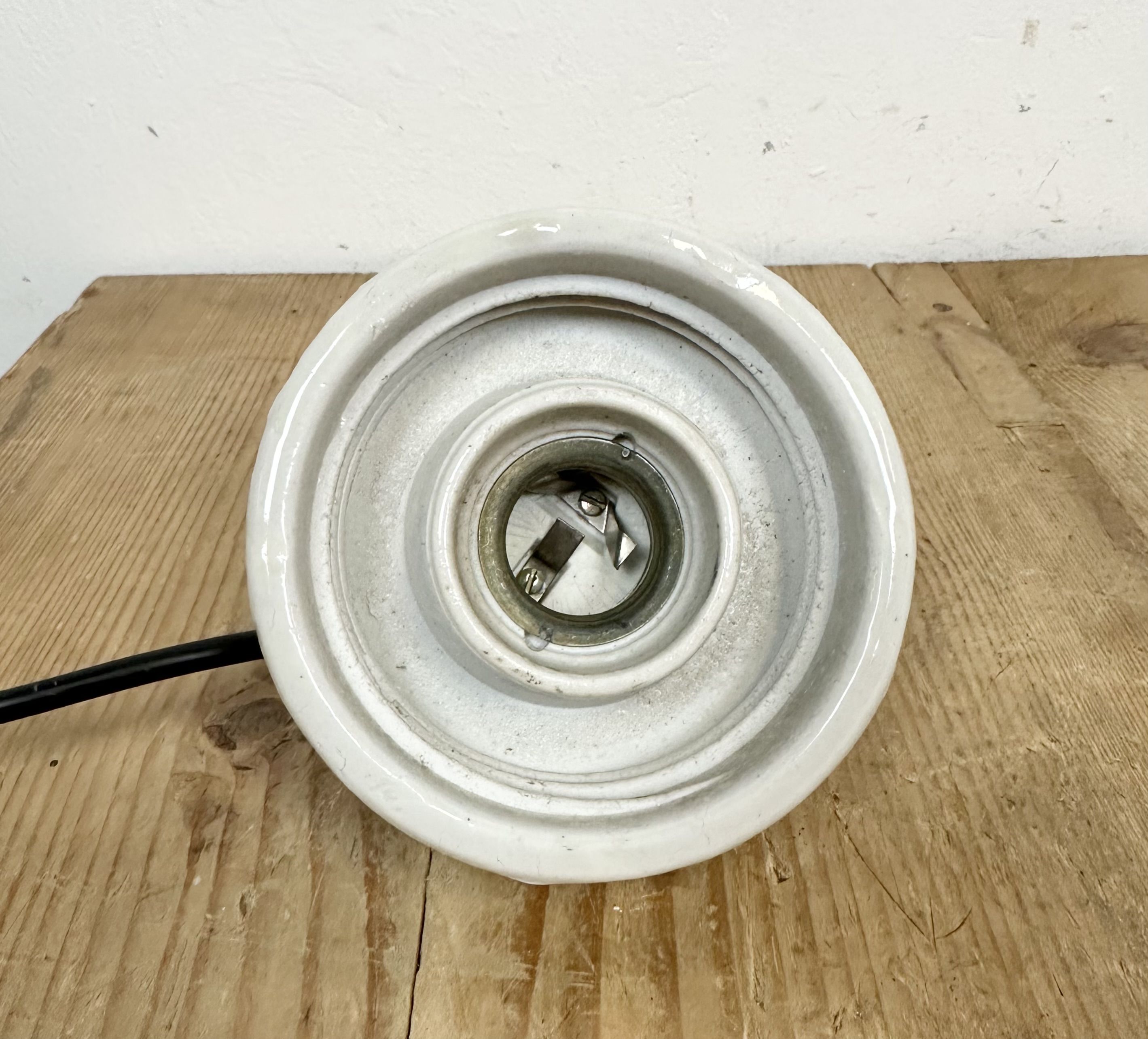 Vintage white porcelain pendant light, 1970s