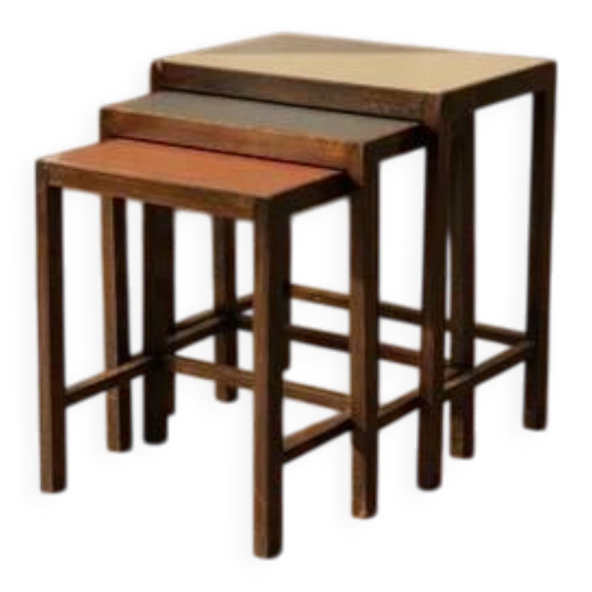 Tables gigognes Art Déco, ensemble de 3, milieu du 20e siècle, Tchécoslovaquie, 70 × 60,5 × 40 cm