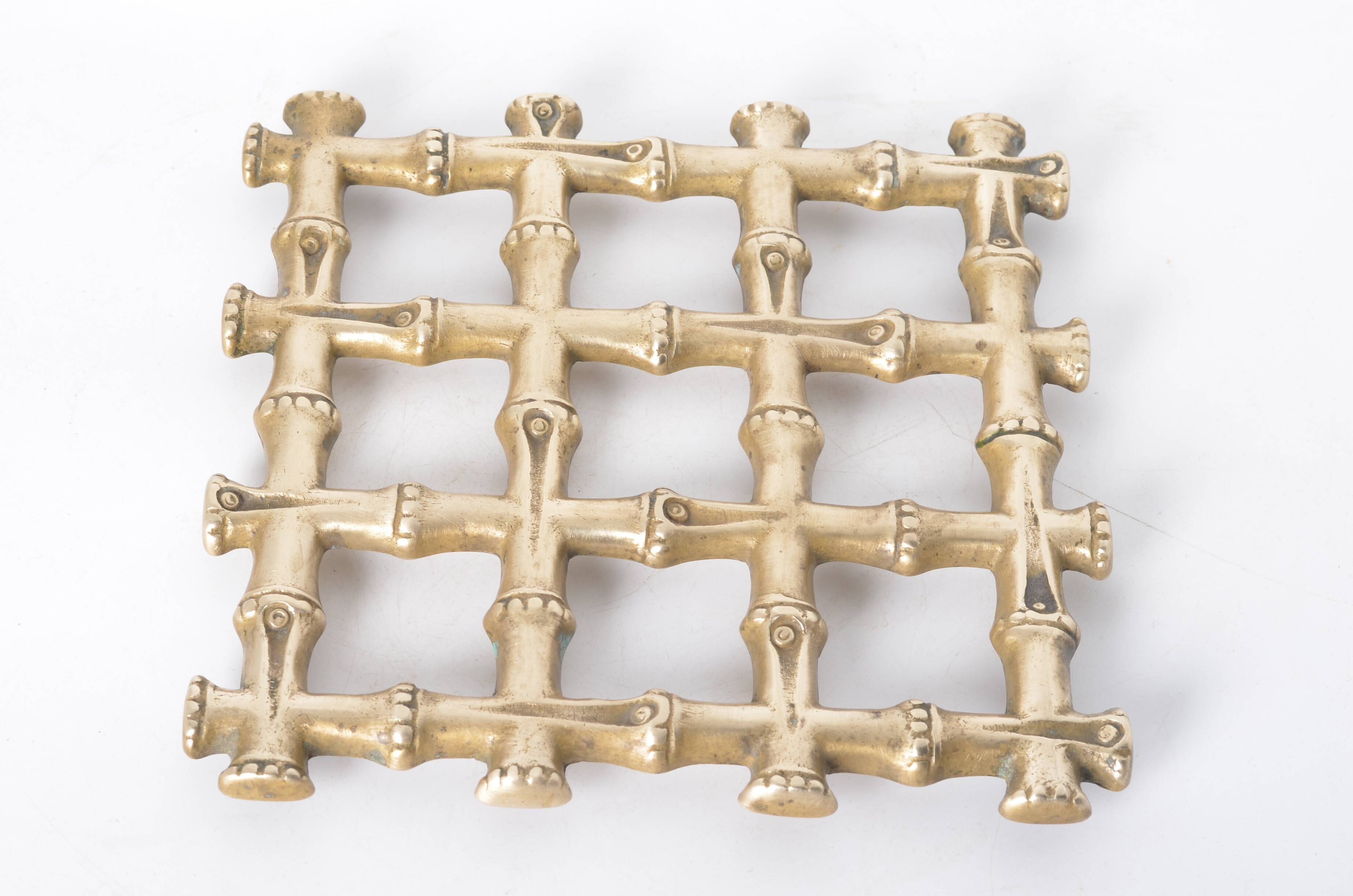 Brass imitation bamboo trivet