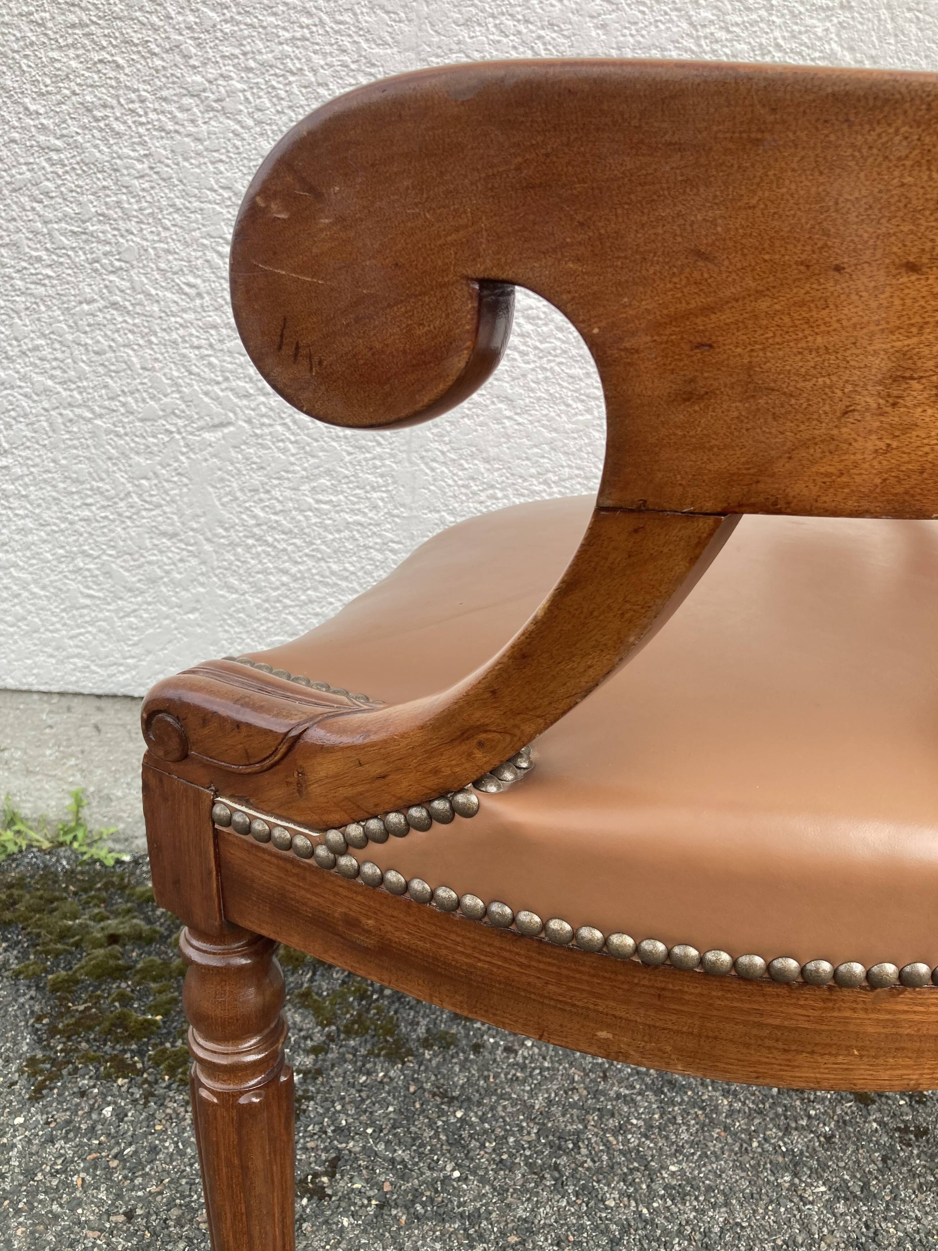 19th-century mahogany office chair