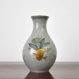 Craquele glaze porcelain Vase, gold and green on grey, Lyngby Porcelain, 1930s