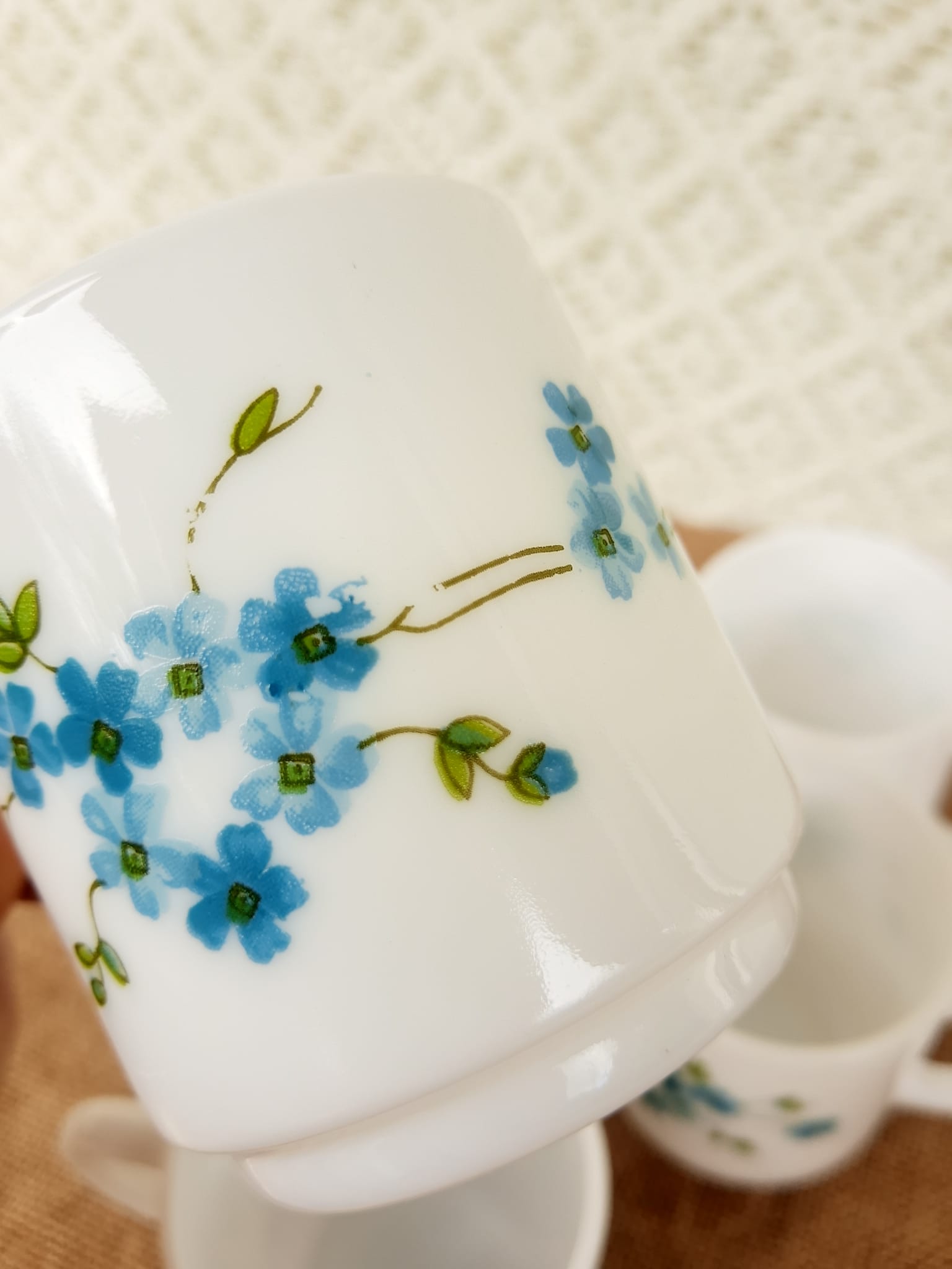 Set of 5 cups espresso Arcopal Myosotis Veronica vintage