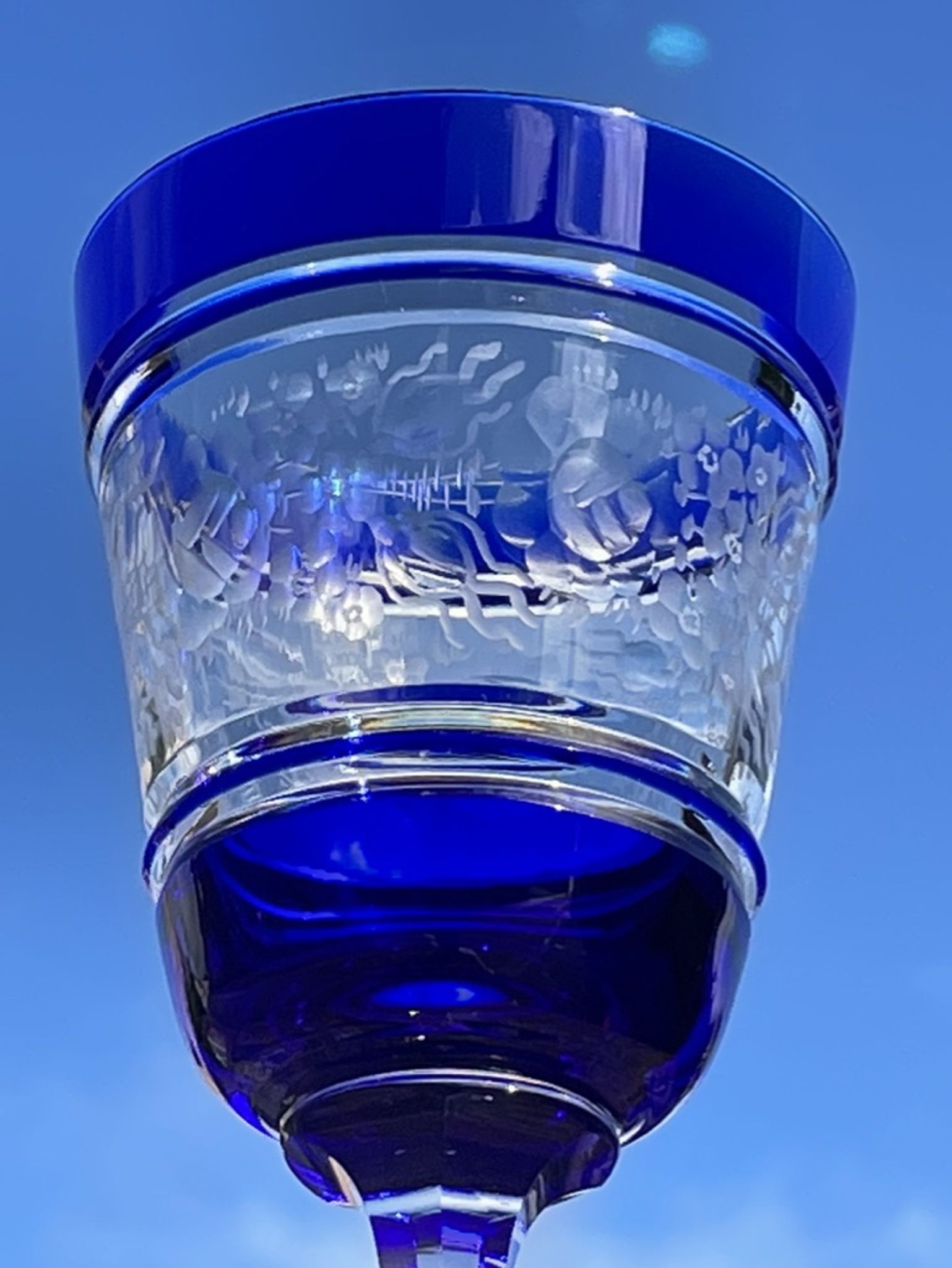 Josephinenhütte - red wine glasses (5) - Art Nouveau - Cut and engraved Crystal Roemer