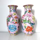 Pair of flowered Chinese vases