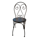 Chaise en fer forgé et bois