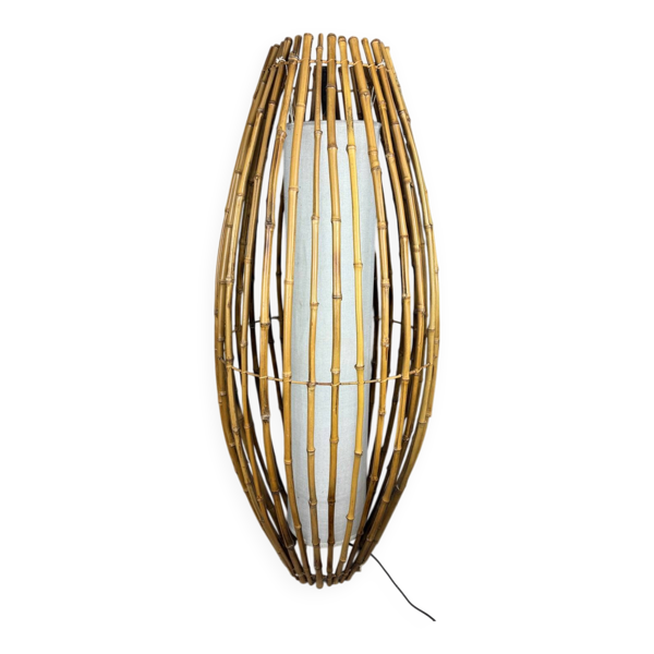 Lampe de salon et rotin Italie année 70