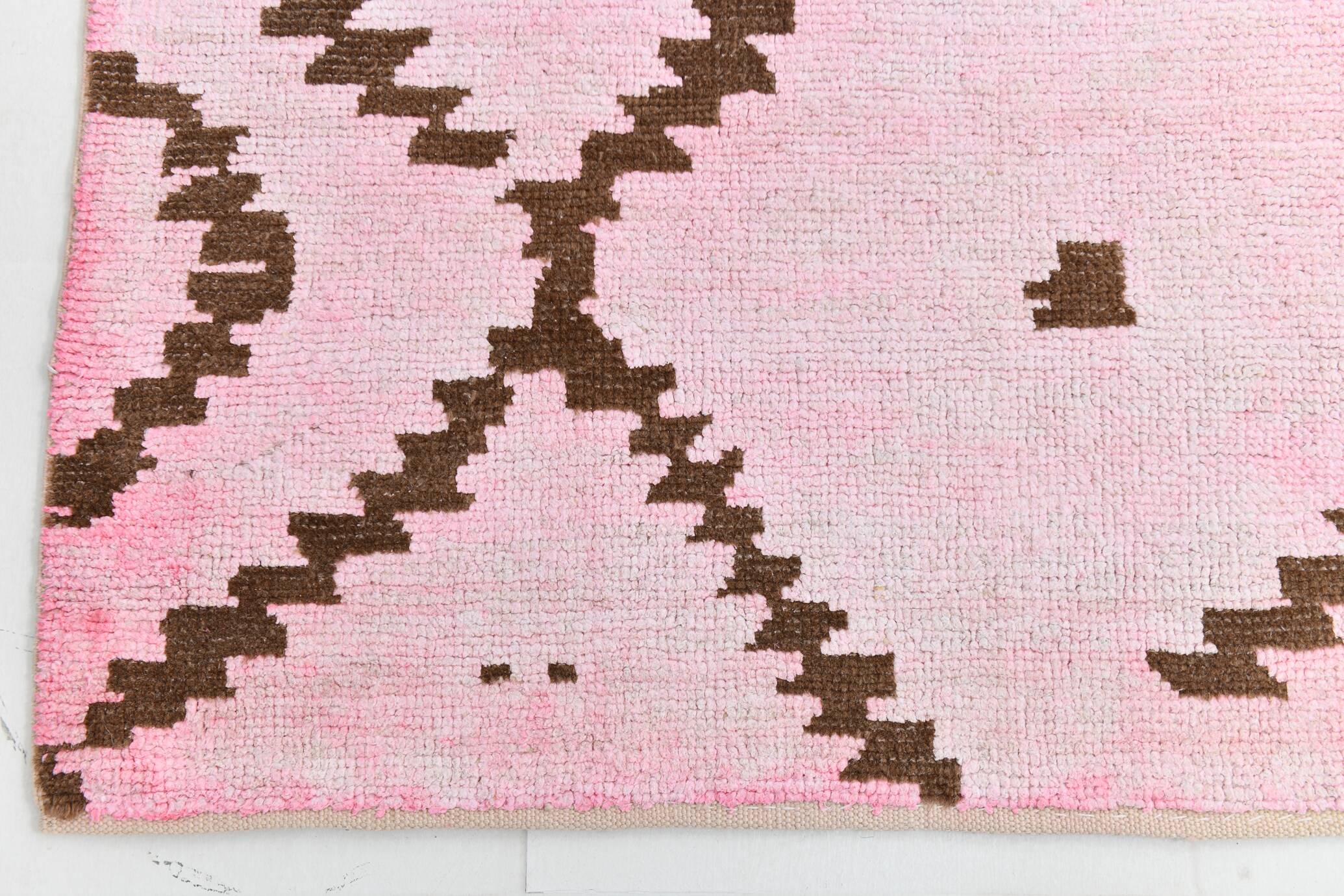 7x10 Pink Brown Modern Kilim Rug, 208x300Cm