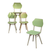 Lot de 4 chaises Tchécoslovaque TON Bystrice Thonet Blanche et verte