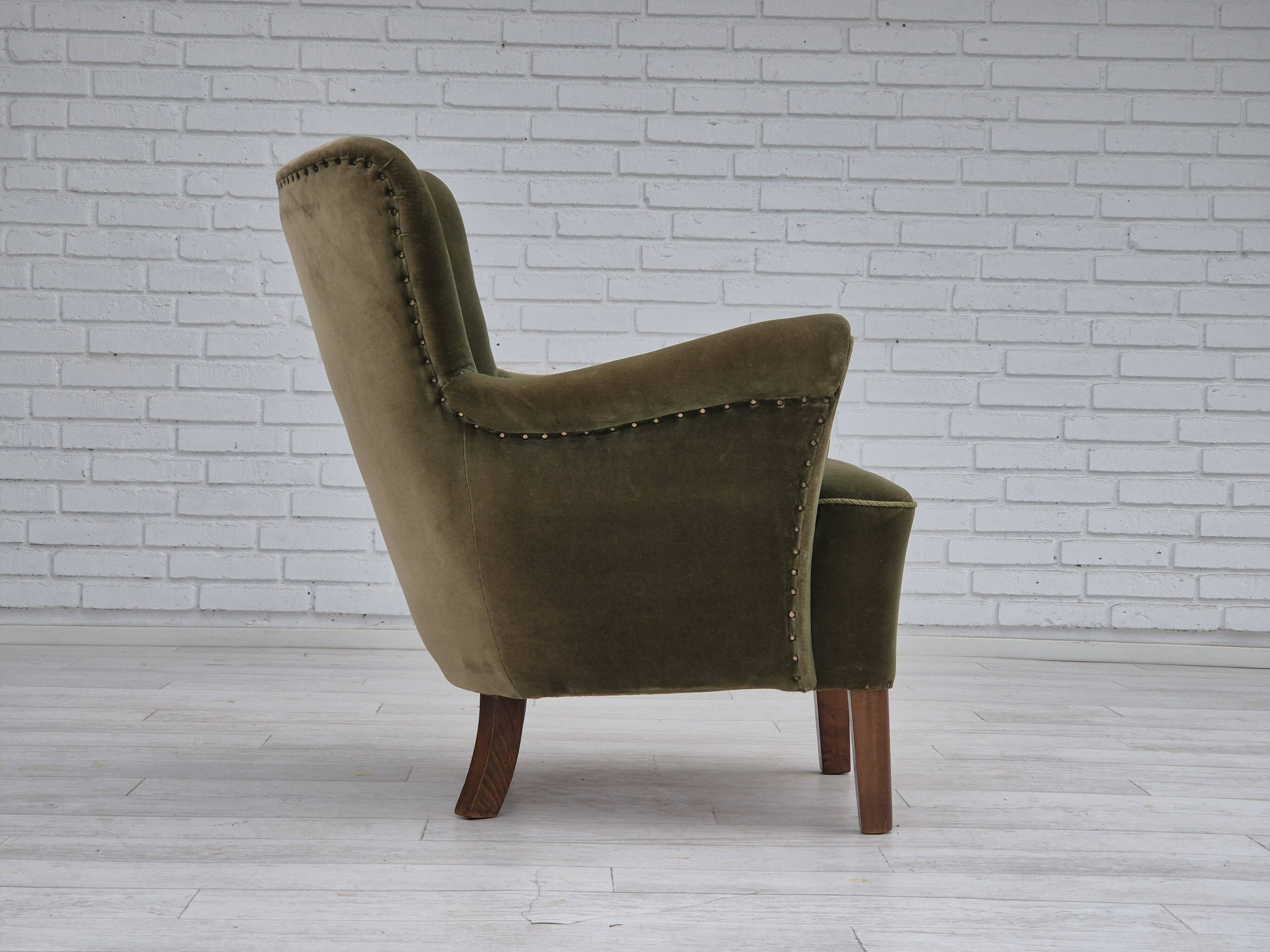 1970s, Danish design, lounge chair, original condition, furniture velour.