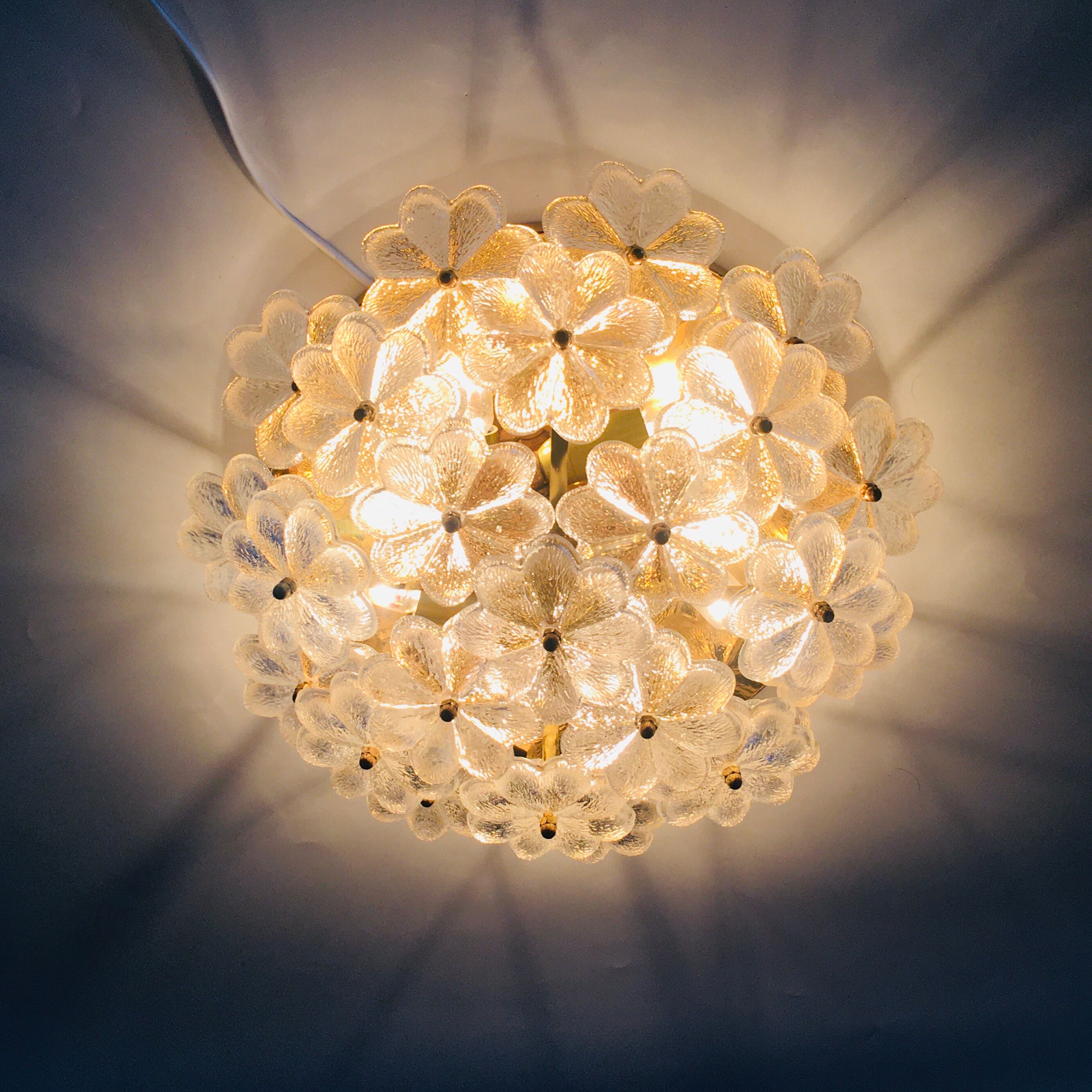 Mid-century floral ceiling light in Murano glass by Ernst Palme, Germany, 1970s