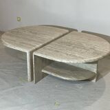 Paire de tables travertin