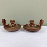 Pair of stoneware candlesticks