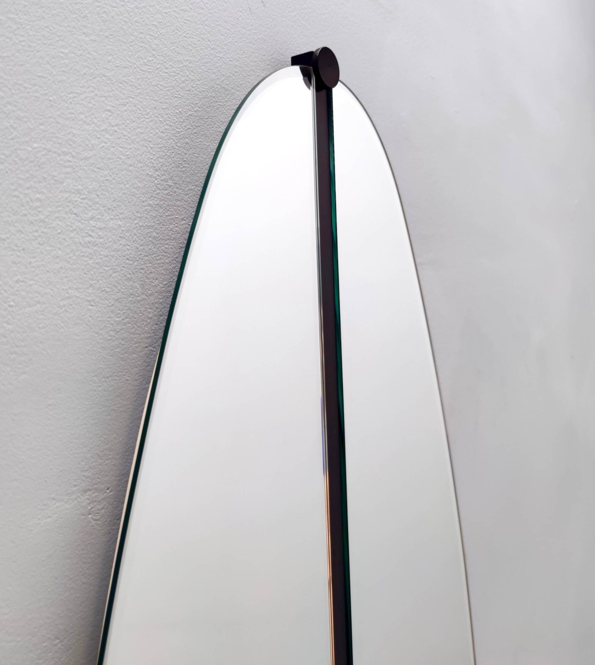 Postmodern Oval Wall-Mounted Entryway Mirror and Console Table with Glass T