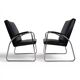 Set of 2 tubular steel Bauhaus Streamline leather armchairs, 1930.