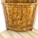 Biedermeier corner display cabinet in birch burl