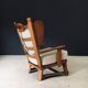 Brutalist Oak Wingback Lounge Chair, Netherlands, 1950s