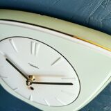 Vintage ceramic clock asymmetrical silent wall clock "Diehl golden green"