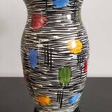 Vintage ceramic pitcher with brightly colored patterns West Germany 118.