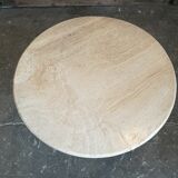 Round bass table in travertine