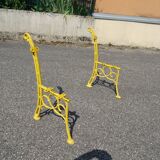 Pair of cast iron garden bench posts circa 1930