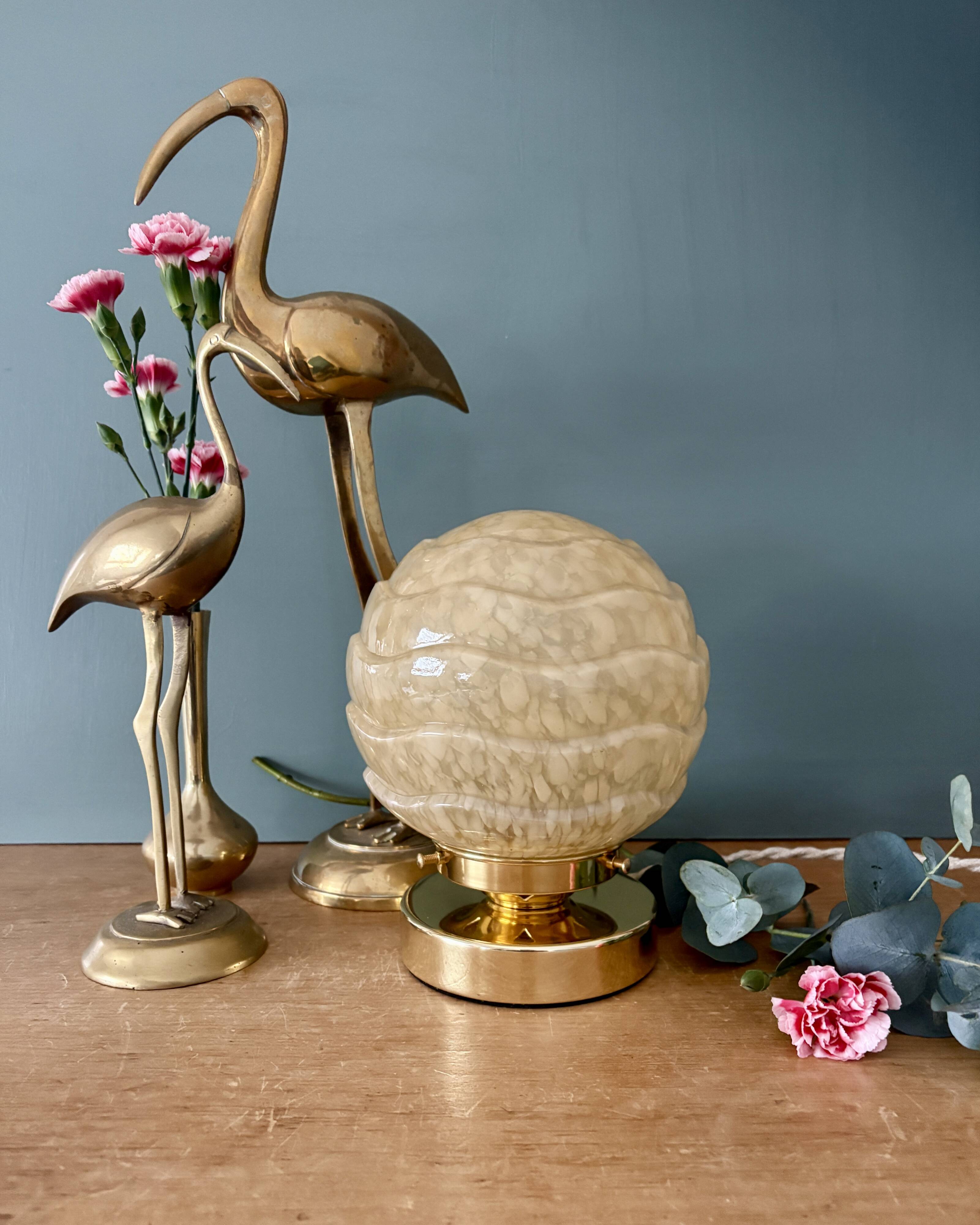 Vintage Art Deco globe lamp in yellow Clichy glass