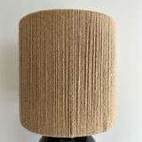 Flamed stoneware lamp and rope lampshade