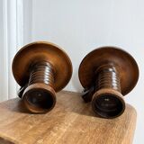 Pair of turned wooden candlesticks from the 70s