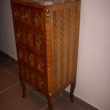 Chiffonier former Louis XVI marquetry style  good condition