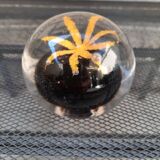 Sulfide-paper press made of glass, black & yellow, star décor.