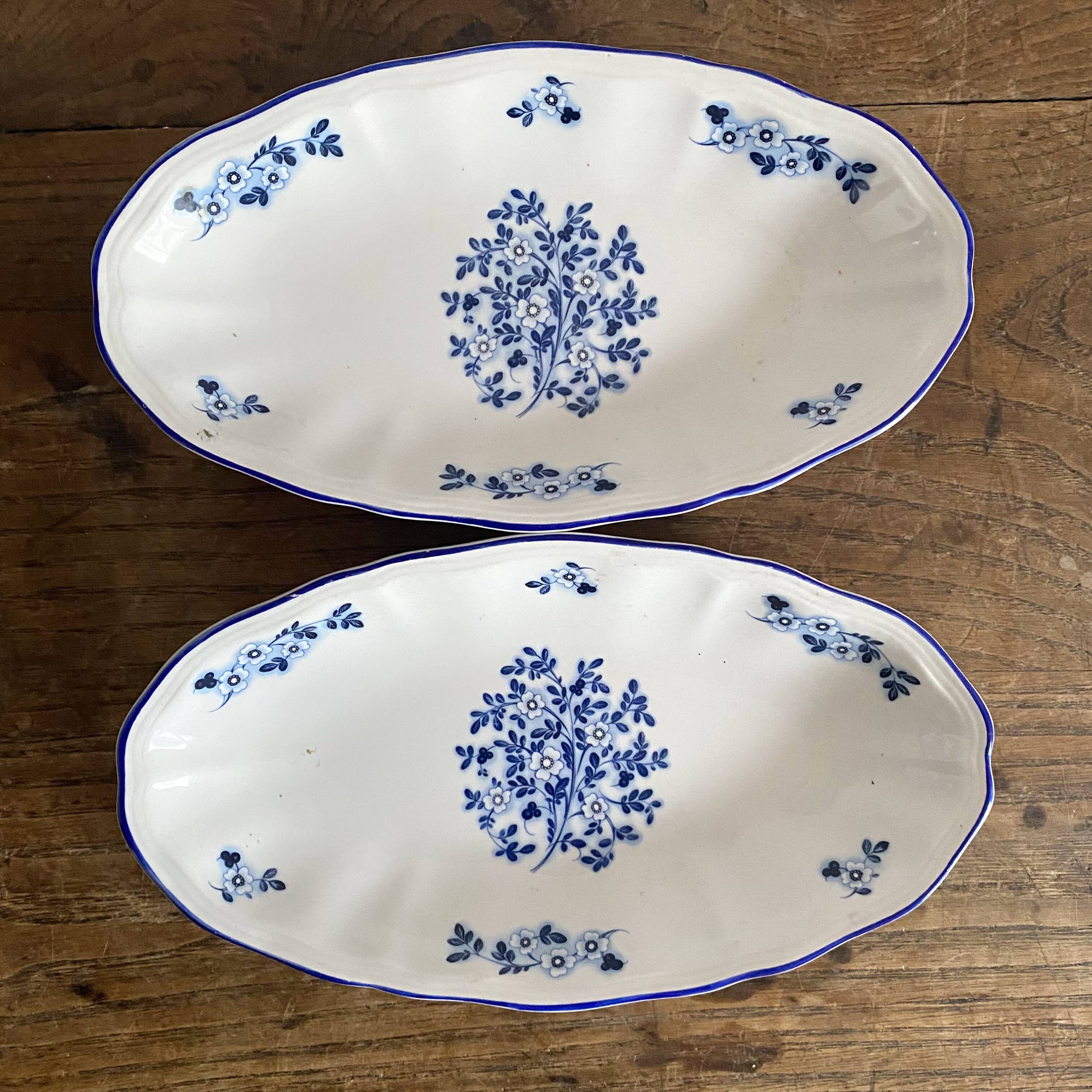 Luneville porcelain bowls with blue flowers