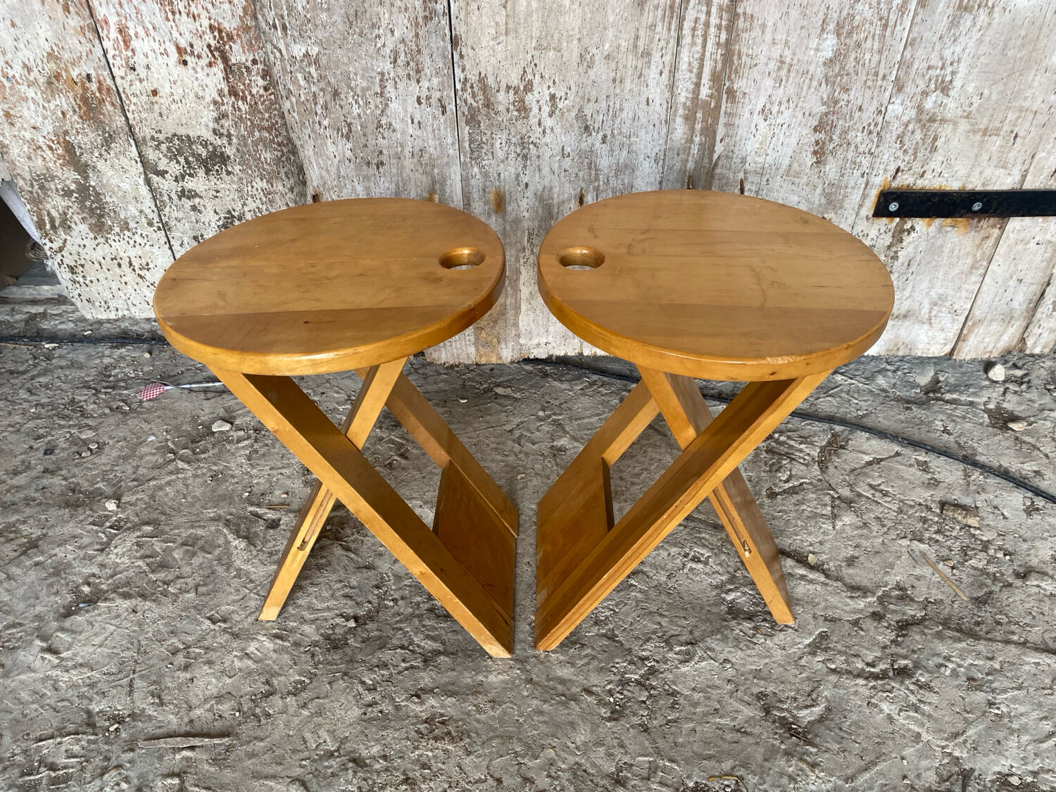Pair of Folding Stools SUZY Design Adrian Reed Style Roger Tallon Bo