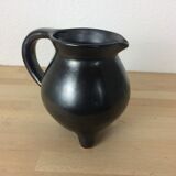 Black satin ceramic tripod pitcher 50s