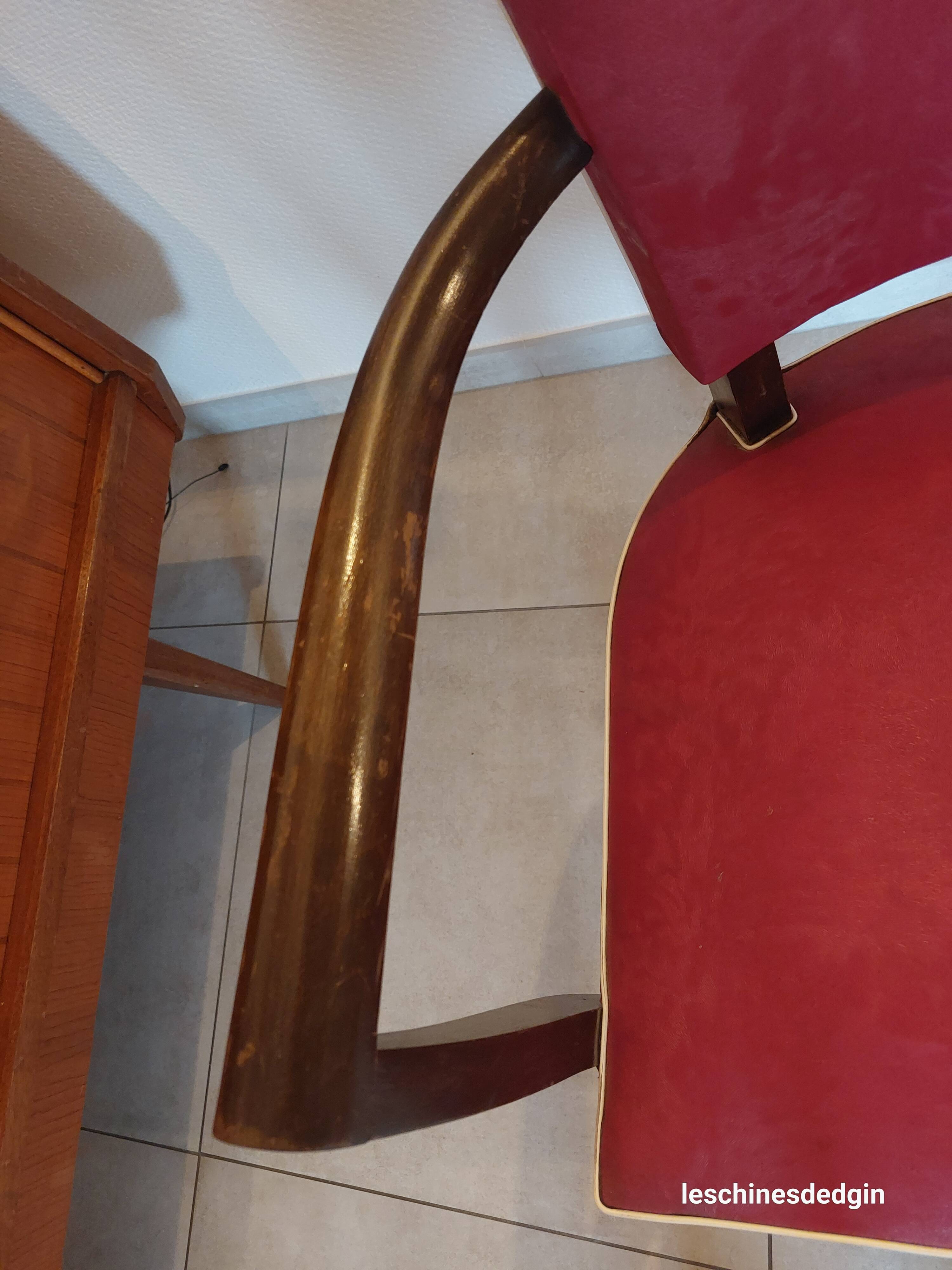 pair of red bridge armchairs