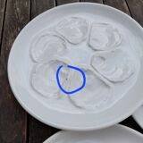 5 white oyster plates, St Amand faiencerie - vintage