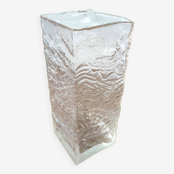 Vase verre bullé design années 70