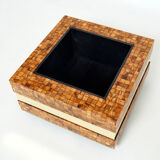 Table bar or planter marquetry of brass olive wood by Sandro Petti 1970