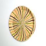 Red Provençal earthenware plate, sun decoration, Folk Art
