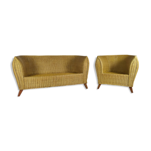 Canapé fauteuils rotin