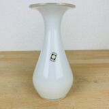 Vase col plat Tarnowiec en verre blanc vintage