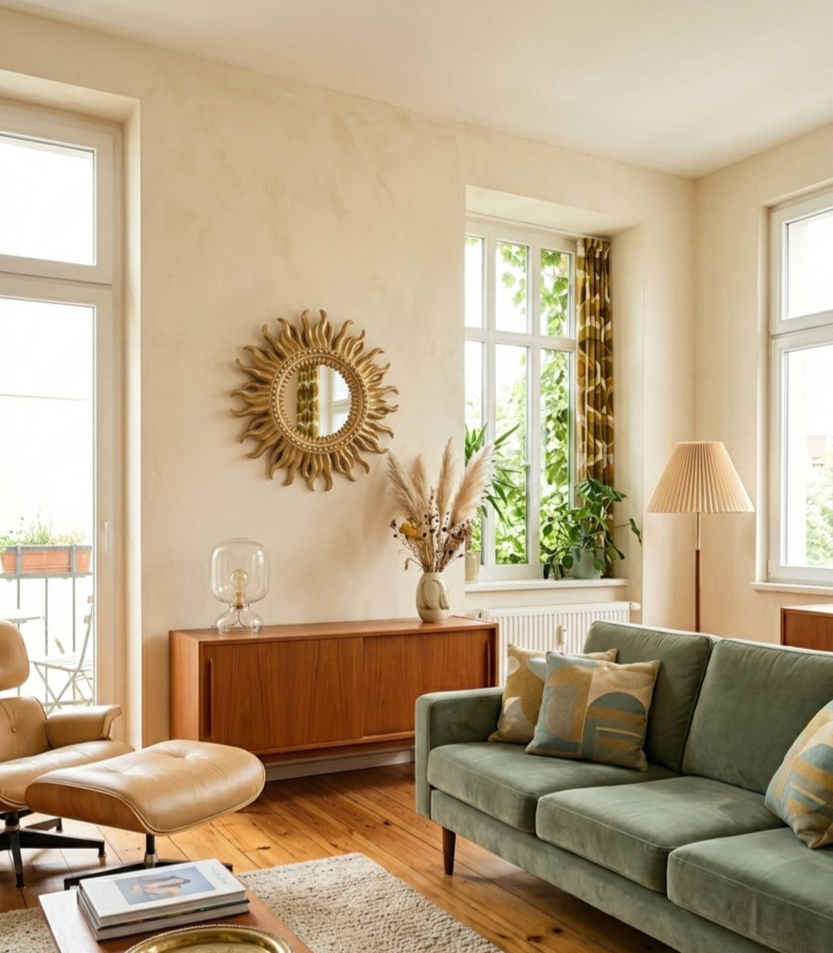 Vintage Gold Sun Mirror – A Mid-Century Classic for a Stylish Décor