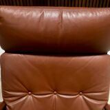 Scandinavian leather lounge chair by Elsa & Nordahl Solheim for Rybo Rykken, 1960s