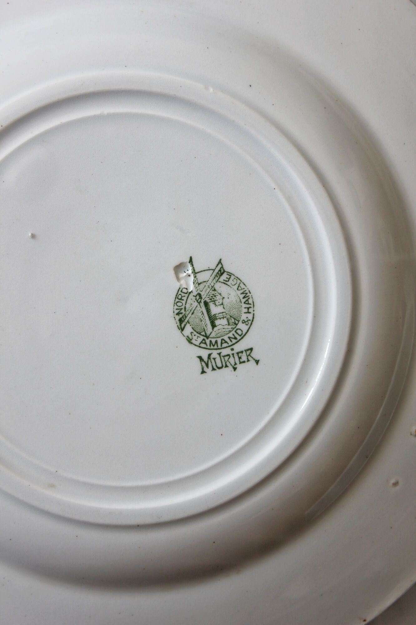 12 flat plates in iron earth model "Mulberry" Saint Amand and Hamage early twentieth century