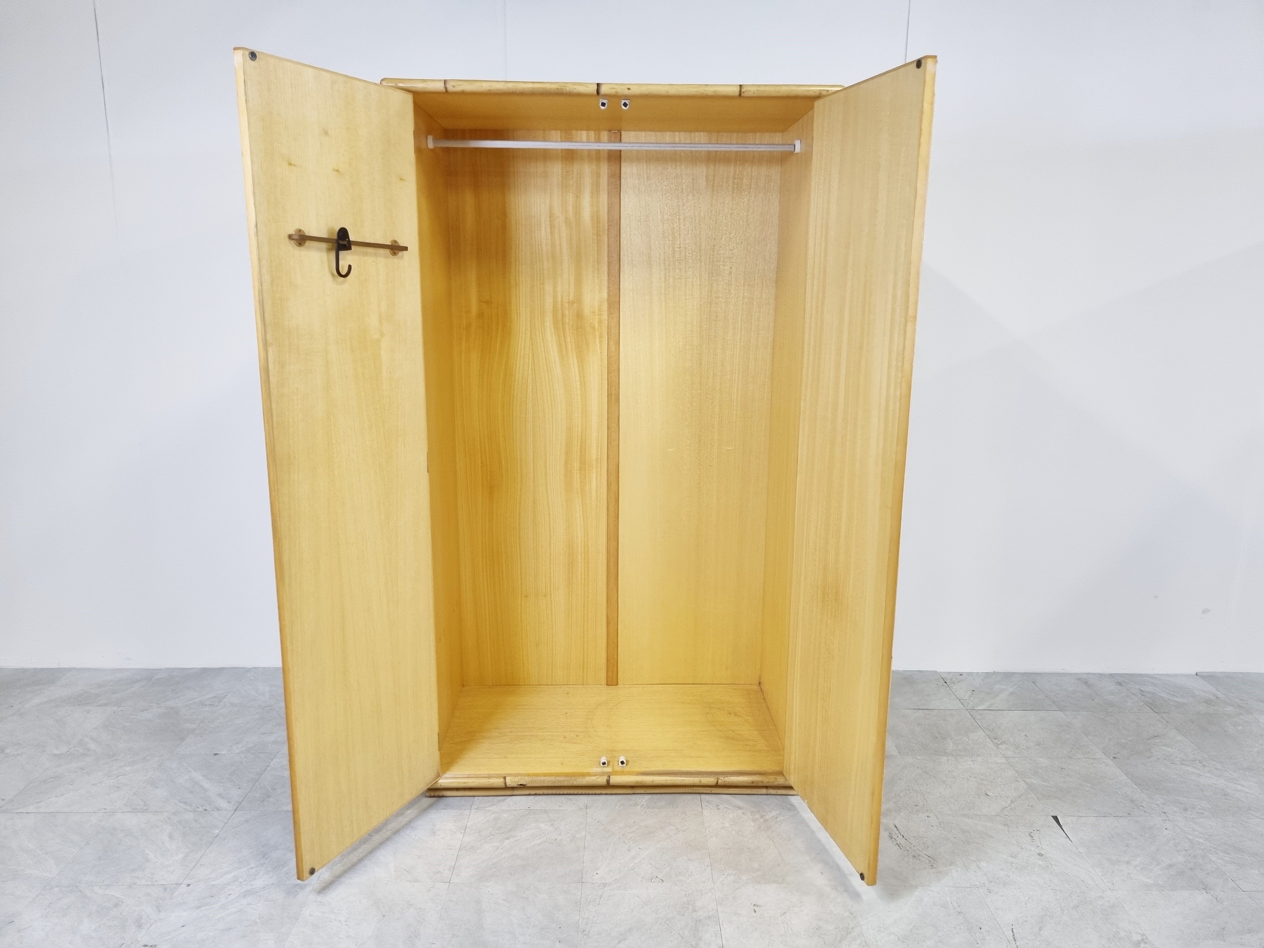 Rattan and bamboo wardrobe by Dal Vera, 1960s
