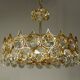 1970s Palwa Chandelier, gold plate and faceted crystals