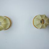 Pair of "cocoon" wall lights, resin and pine, Italy, 1970